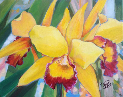 yellow orchids flower painting